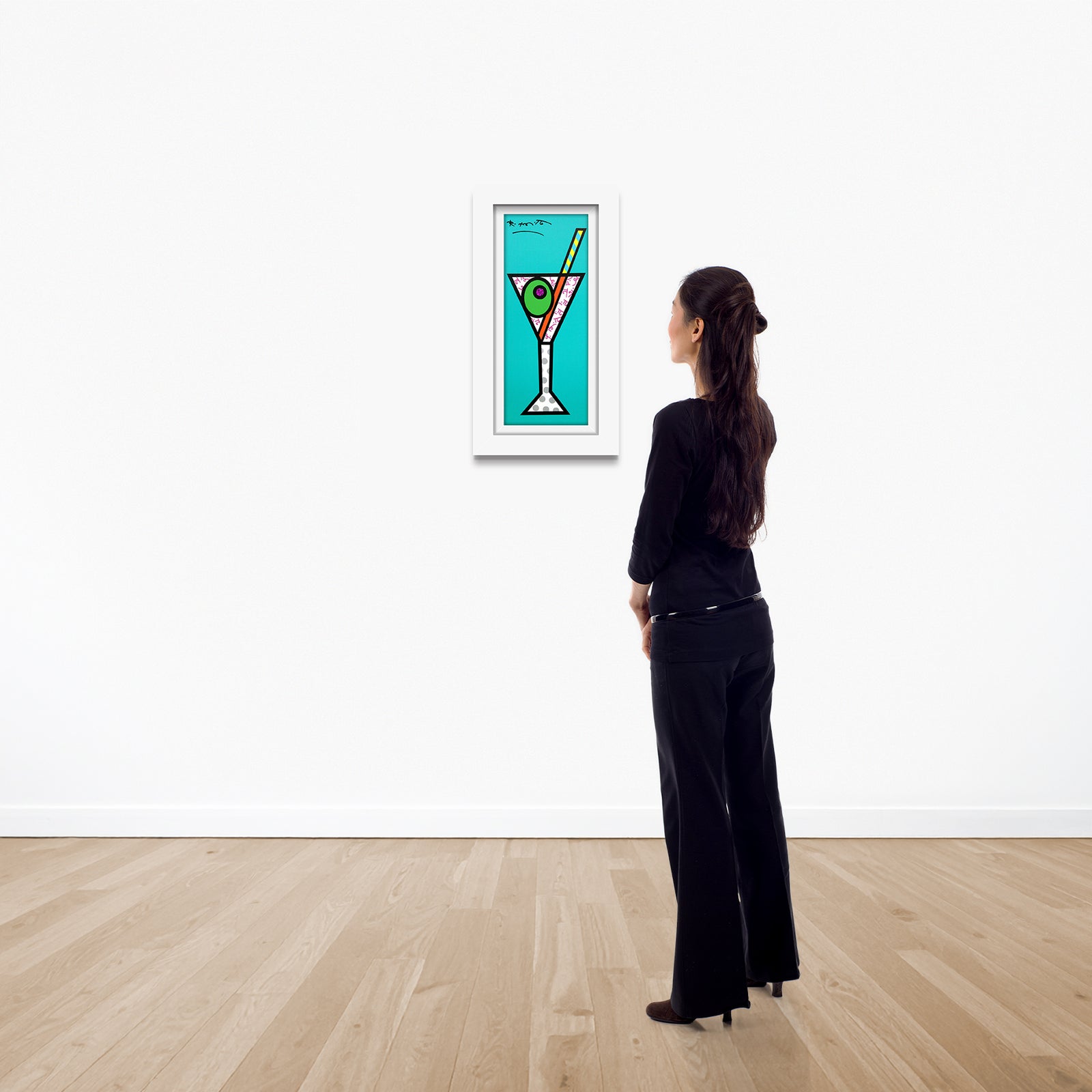 modern pop art turquoise martini limited edition print  vibrant home decor