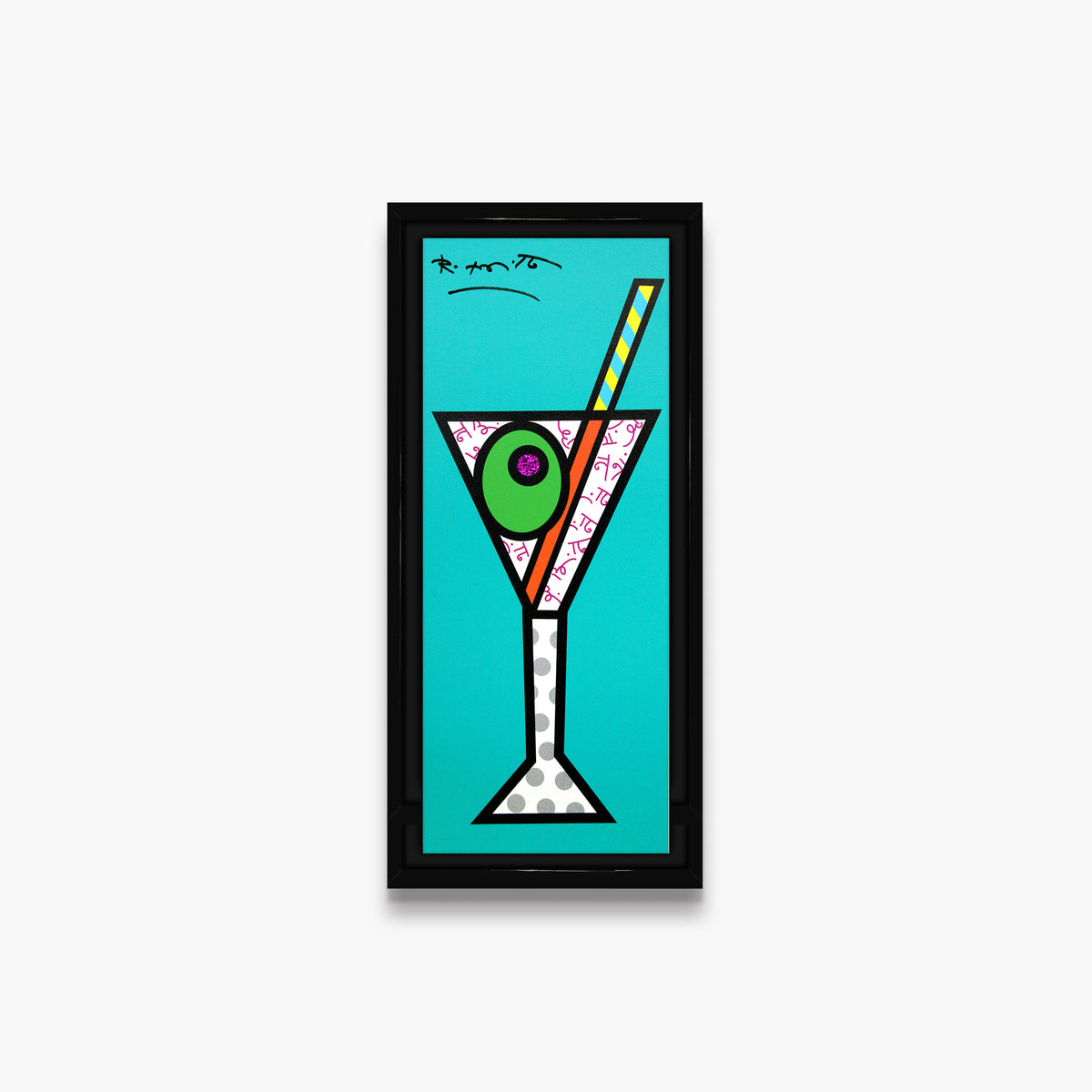 modern pop art turquoise martini limited edition print  vibrant home decor