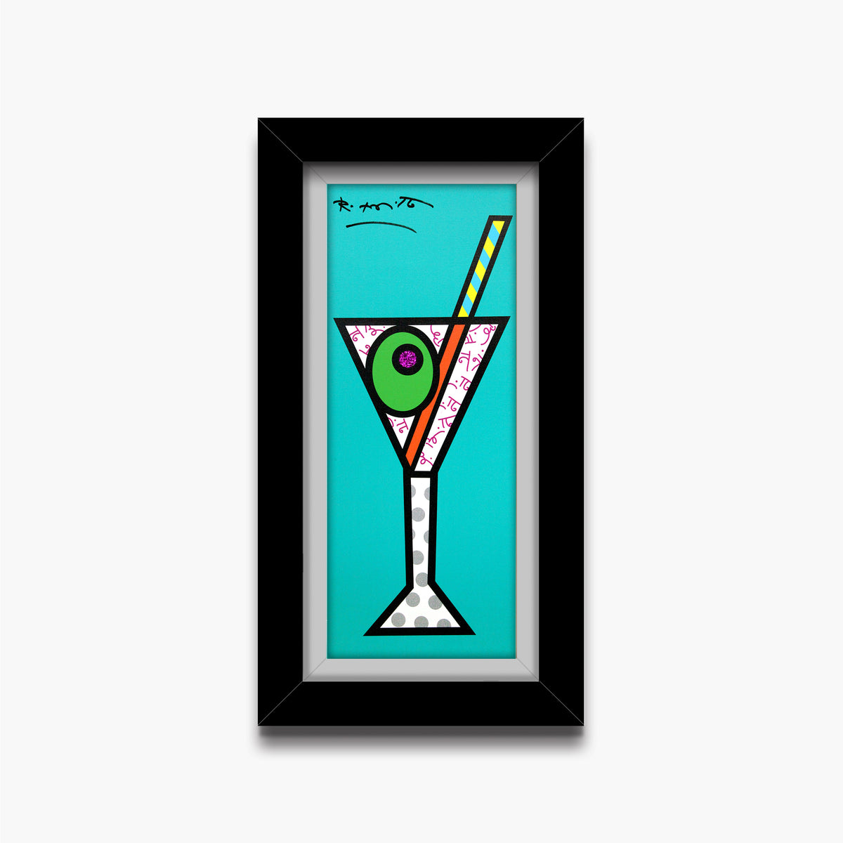 turquoise martini limited edition print  artistic colorful design collectible