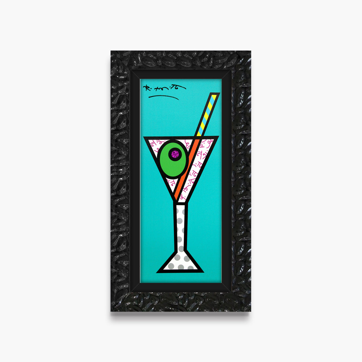 turquoise martini limited edition print  colorful decorative collectible gift idea