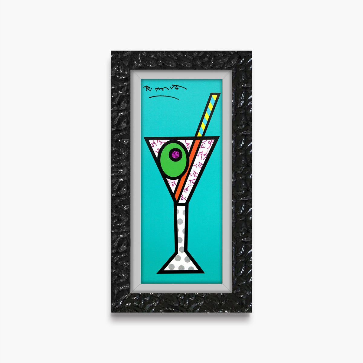modern pop art turquoise martini limited edition print  vibrant home decor