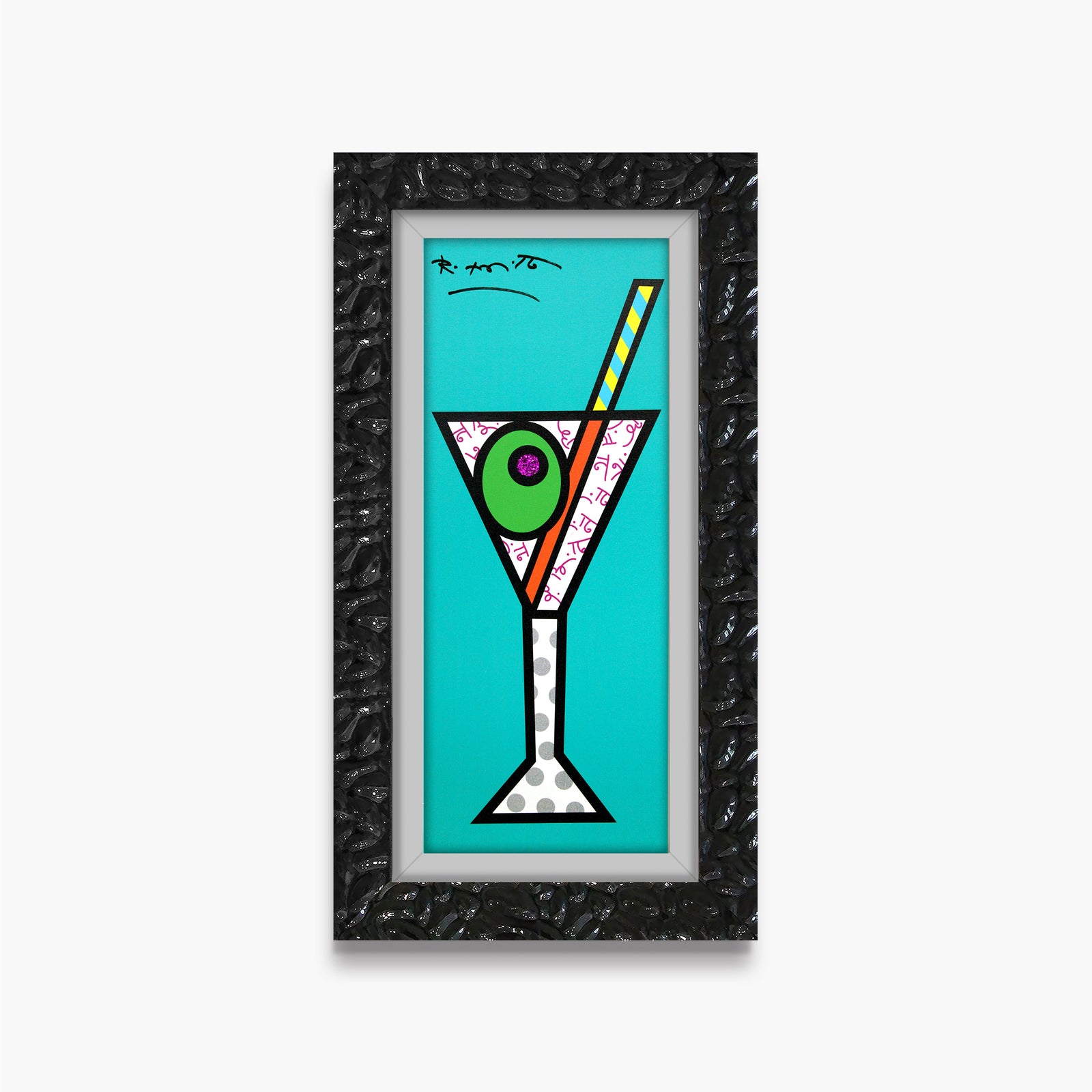 modern pop art turquoise martini limited edition print  vibrant home decor