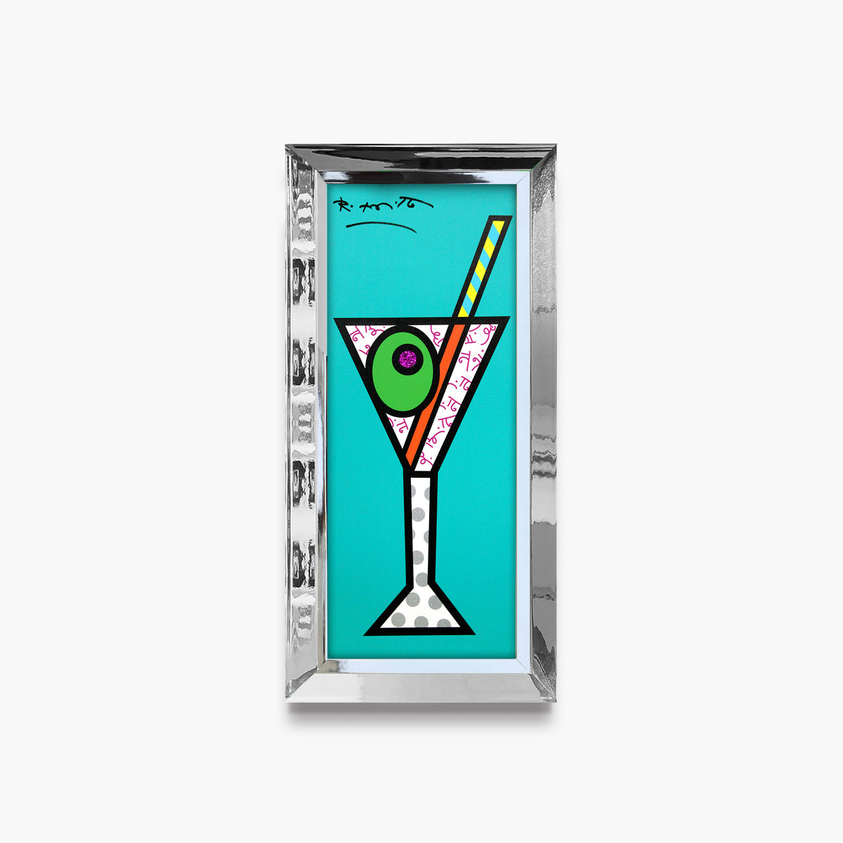 turquoise martini limited edition print  colorful decorative collectible gift idea