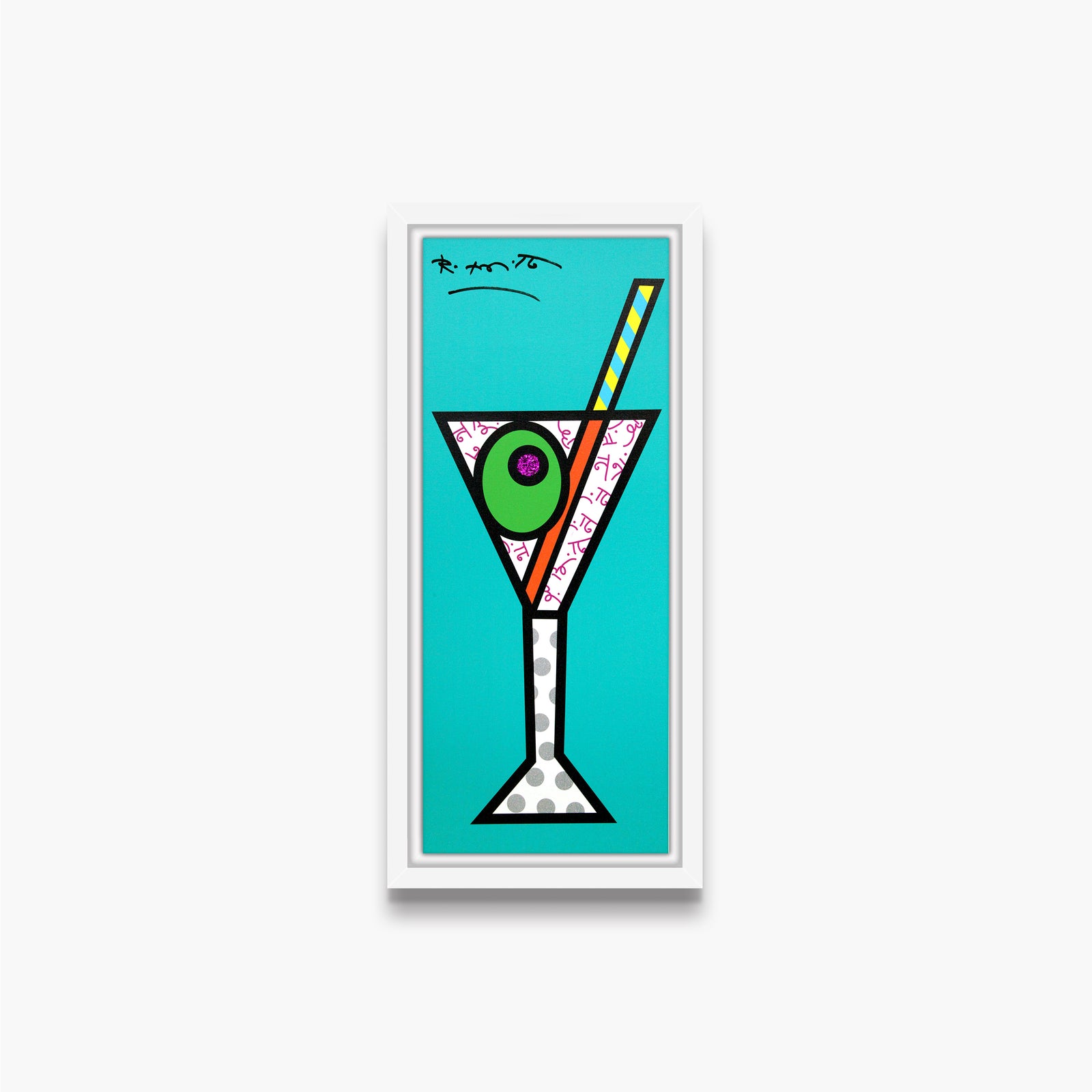turquoise martini limited edition print  artistic colorful design collectible