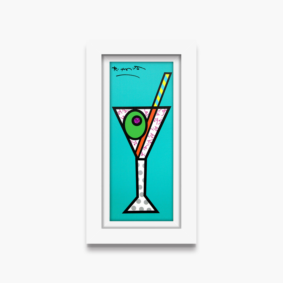 turquoise martini limited edition print  colorful decorative collectible gift idea