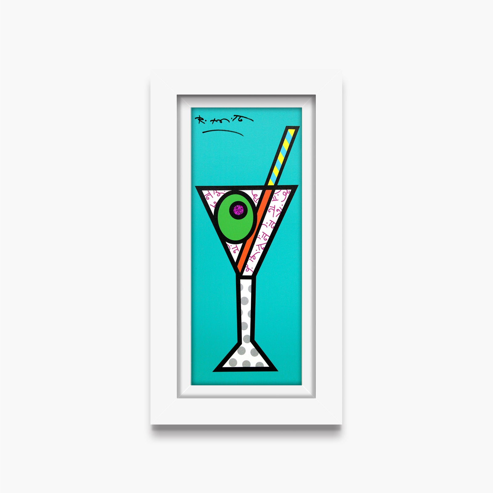 turquoise martini limited edition print  colorful decorative collectible gift idea