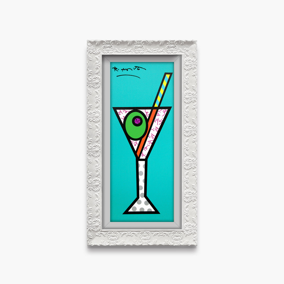turquoise martini limited edition print  artistic colorful design collectible