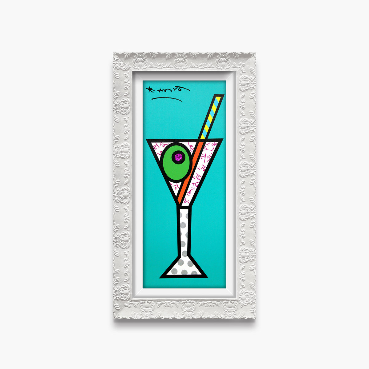 modern pop art turquoise martini limited edition print  vibrant home decor