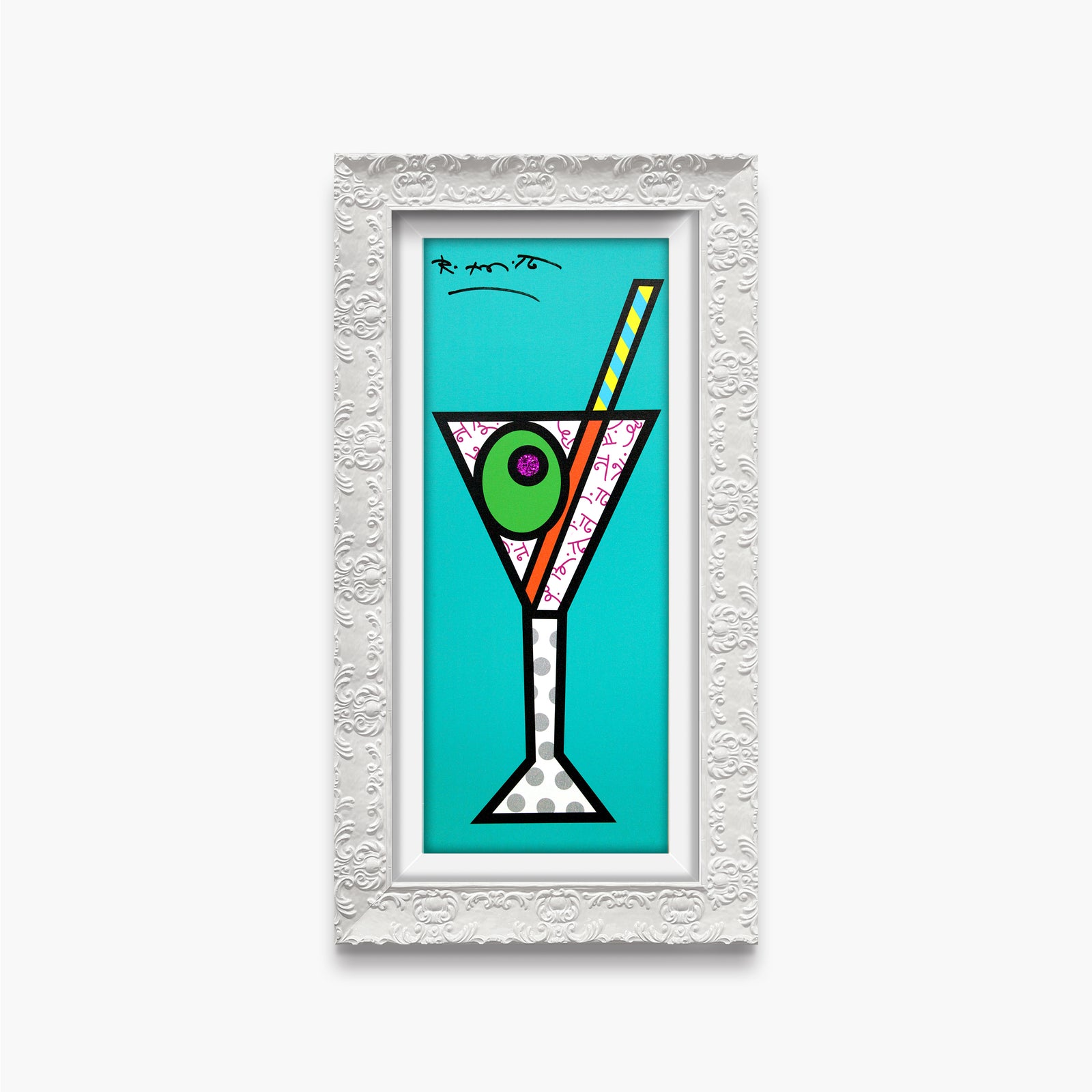 modern pop art turquoise martini limited edition print  vibrant home decor