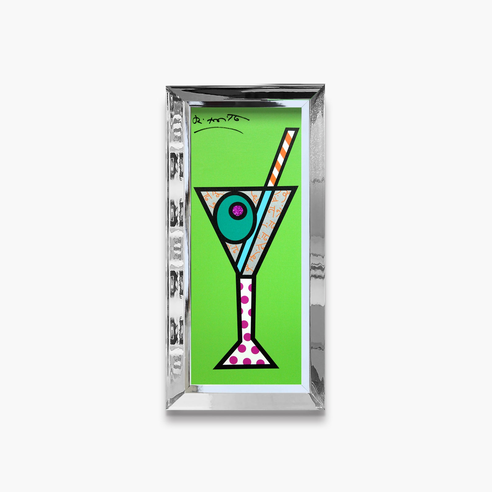 Romero Britto green martini limited edition print  colorful pop art design