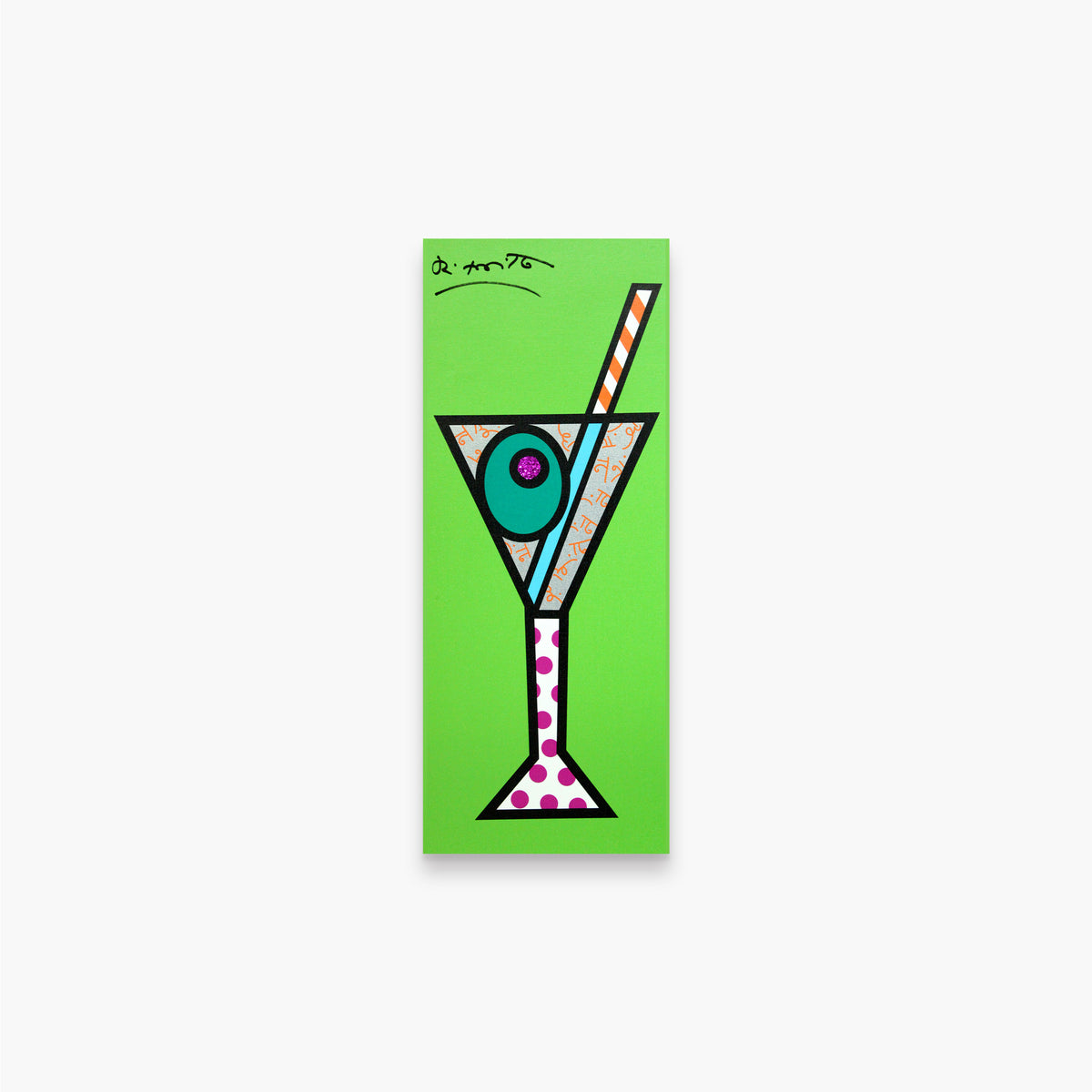 Romero Britto green martini limited edition print  colorful pop art design