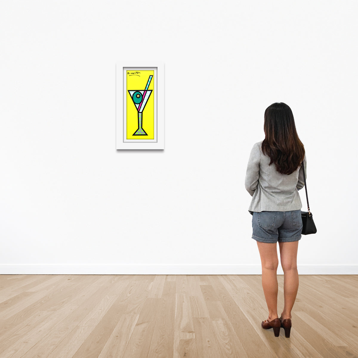 modern pop art yellow martini limited edition print  vibrant home decor