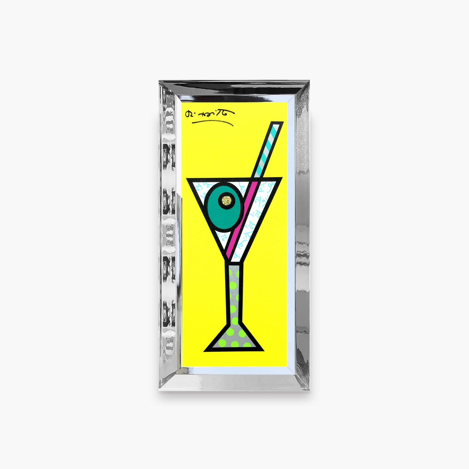modern pop art yellow martini limited edition print  vibrant home decor