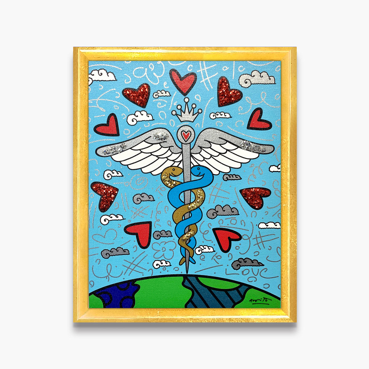 Romero Britto one world limited edition print  contemporary pop art piece