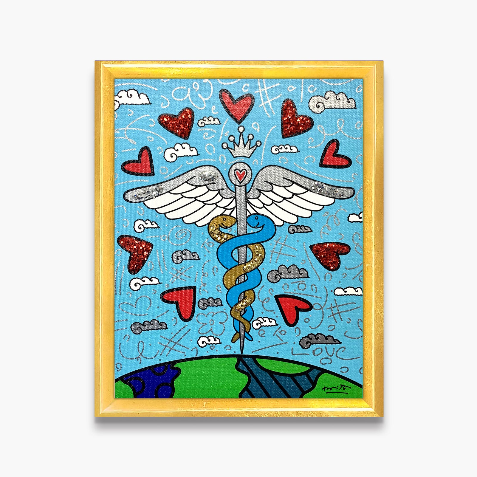 Romero Britto one world limited edition print  contemporary pop art piece