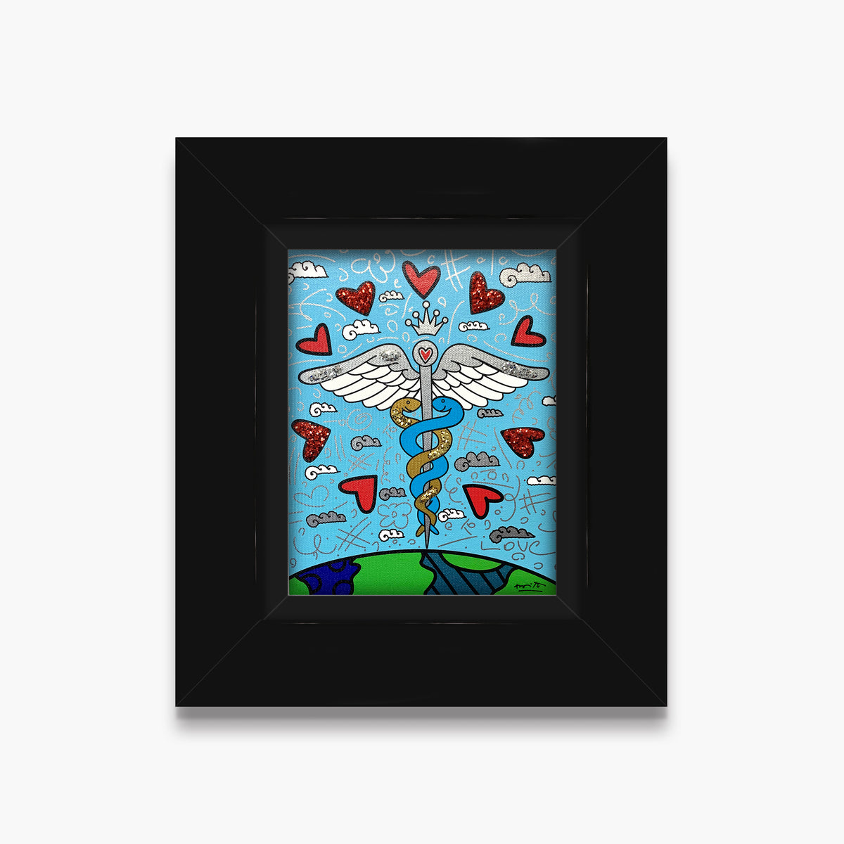 Romero Britto one world limited edition print  colorful pop art design