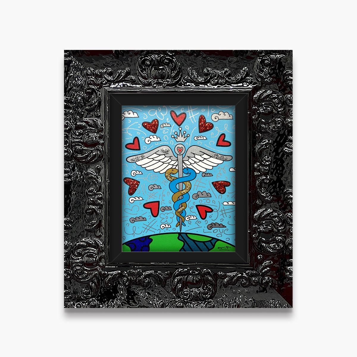 Romero Britto one world limited edition print  contemporary pop art piece