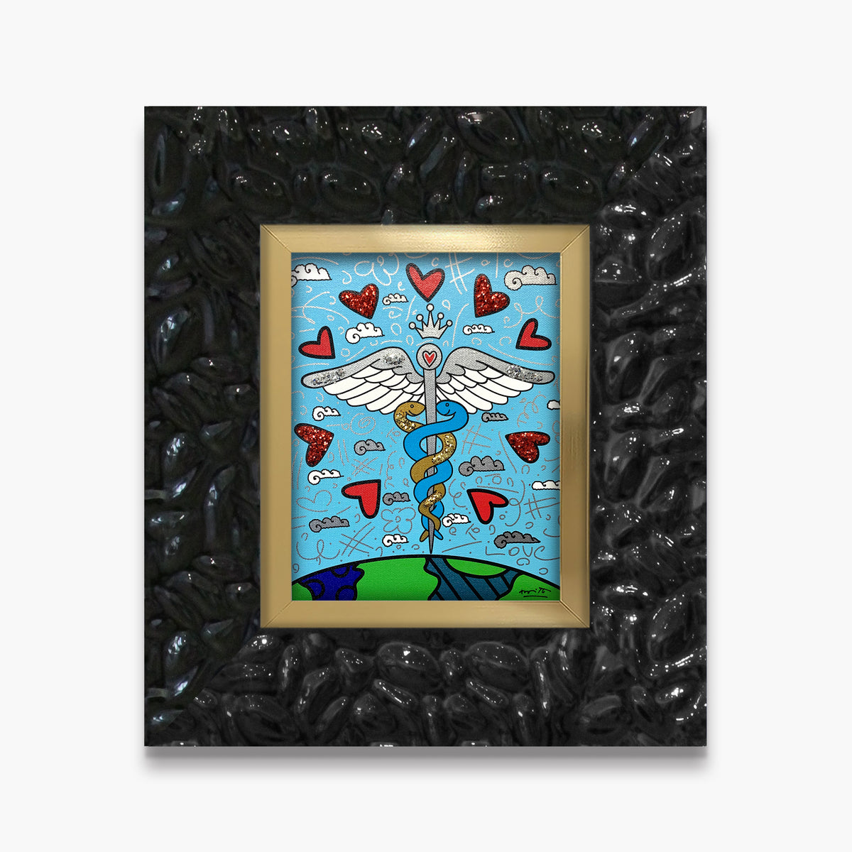 Romero Britto one world limited edition print  colorful pop art design