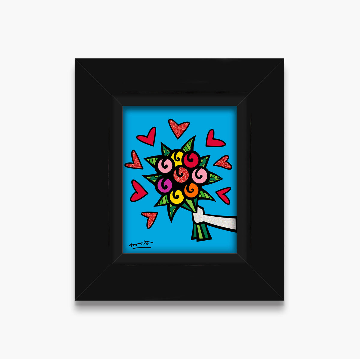 Romero Britto flowers are forever limited edition  colorful pop art design