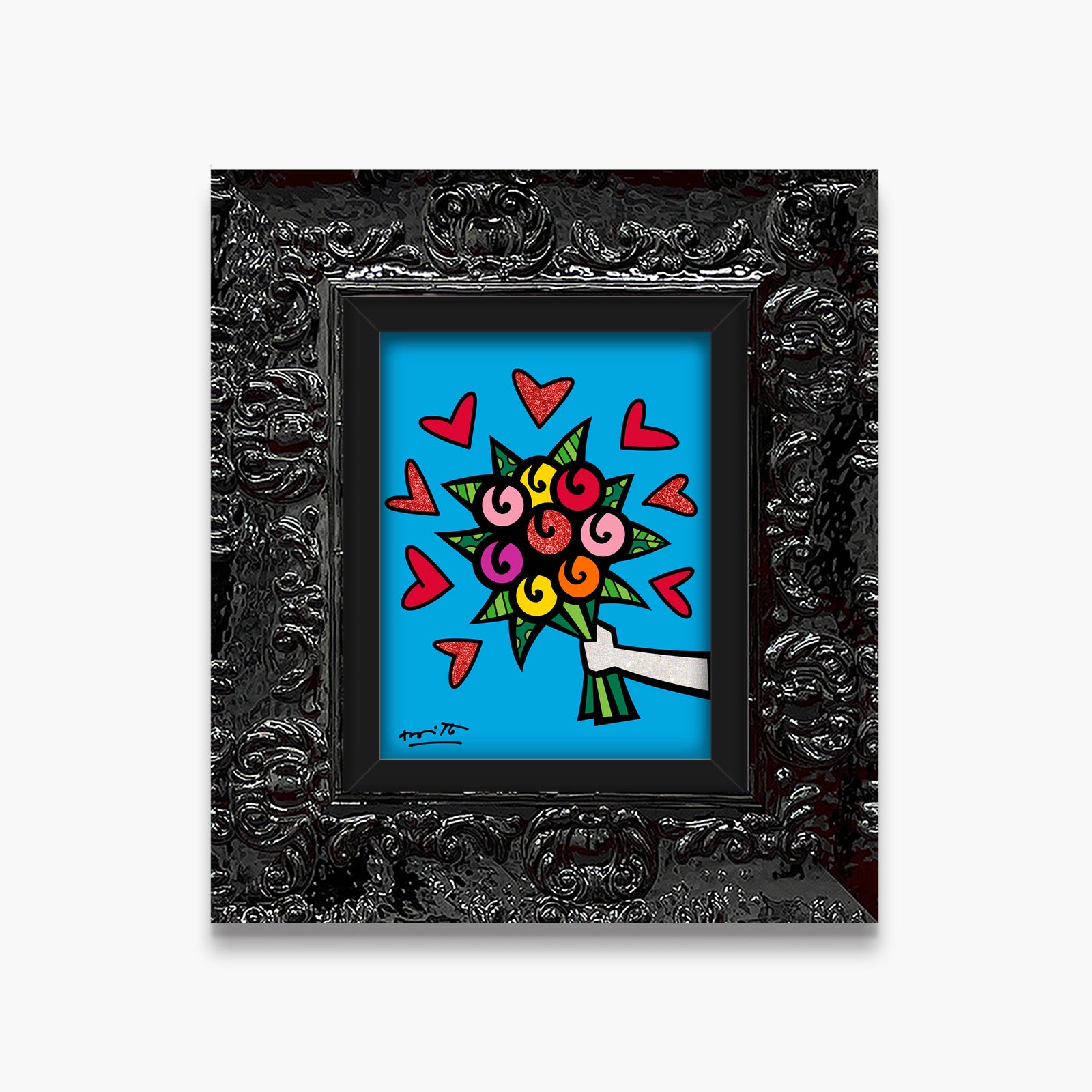 Romero Britto flowers are forever limited edition  contemporary pop art piece