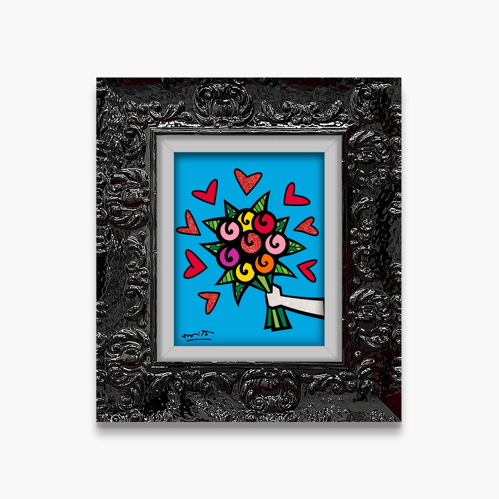 Romero Britto flowers are forever limited edition  colorful pop art design