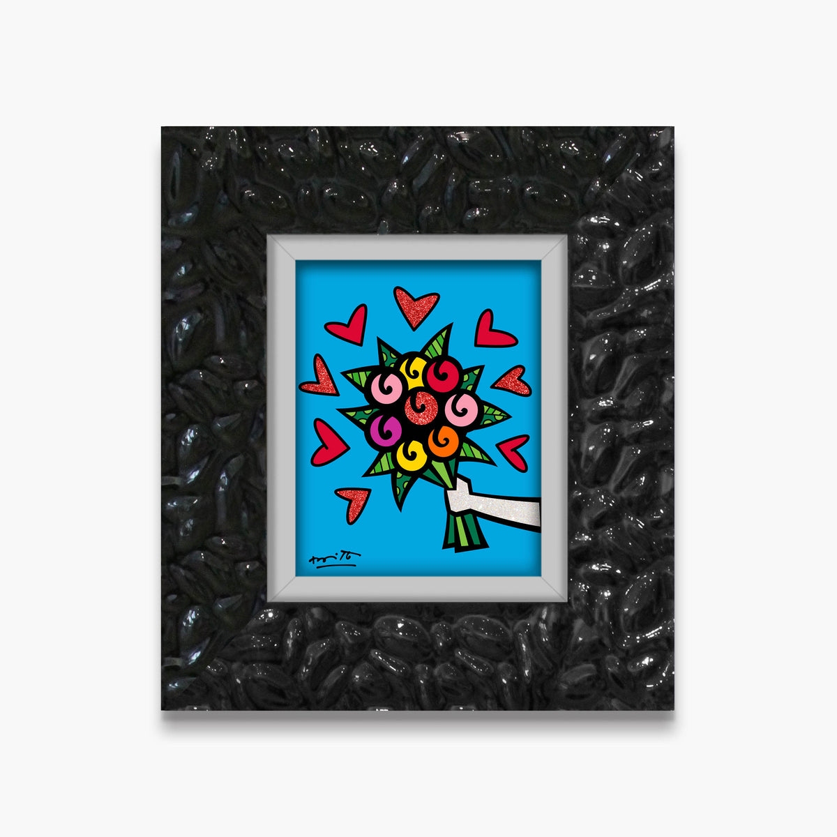 Romero Britto flowers are forever limited edition  contemporary pop art piece