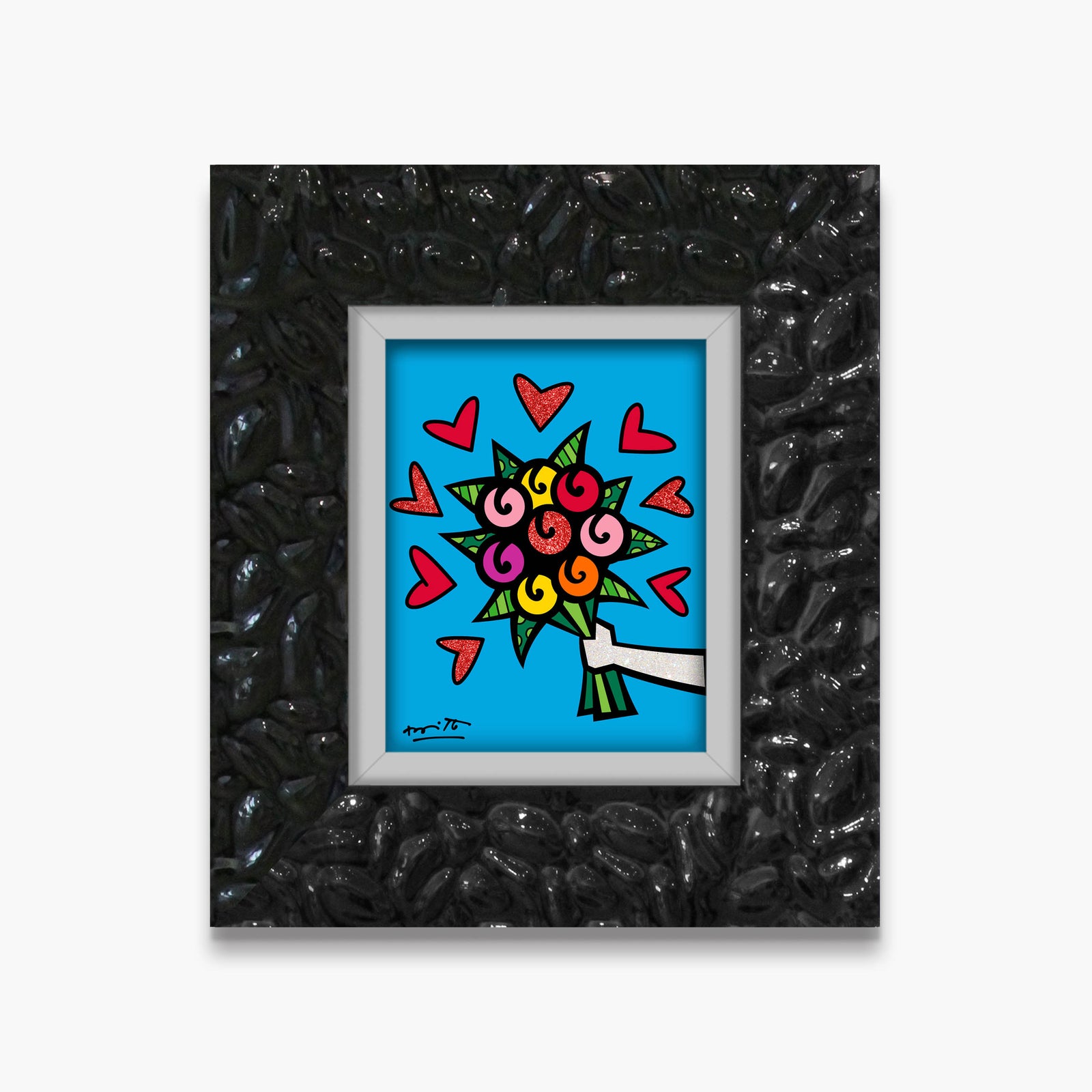 Romero Britto flowers are forever limited edition  contemporary pop art piece