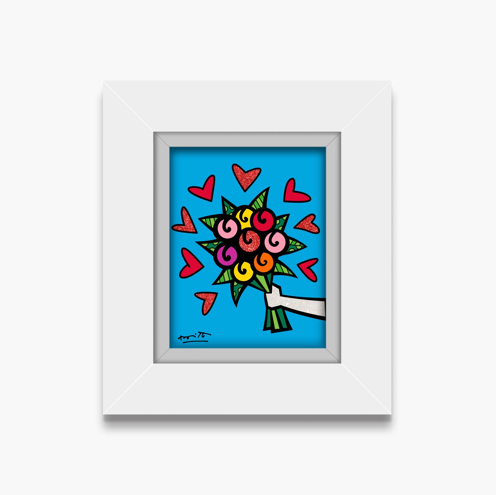 Romero Britto flowers are forever limited edition  contemporary pop art piece