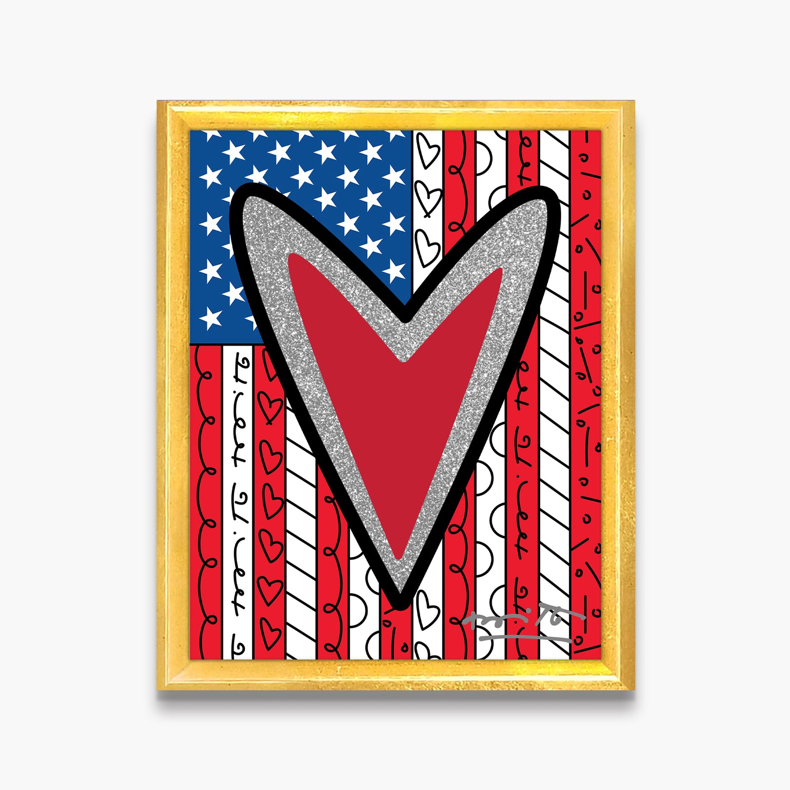 Romero Britto america limited edition print  contemporary pop art piece