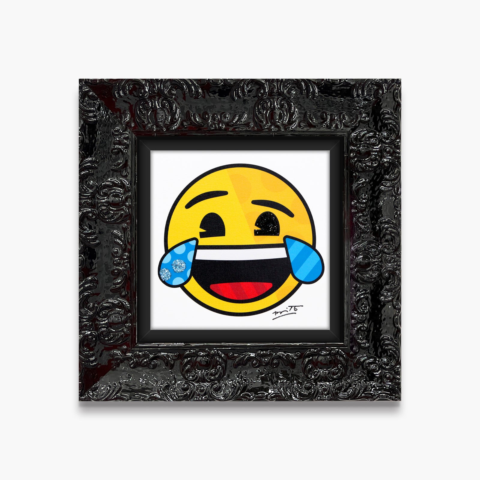 Romero Britto happy for you emoji by  contemporary pop art piece