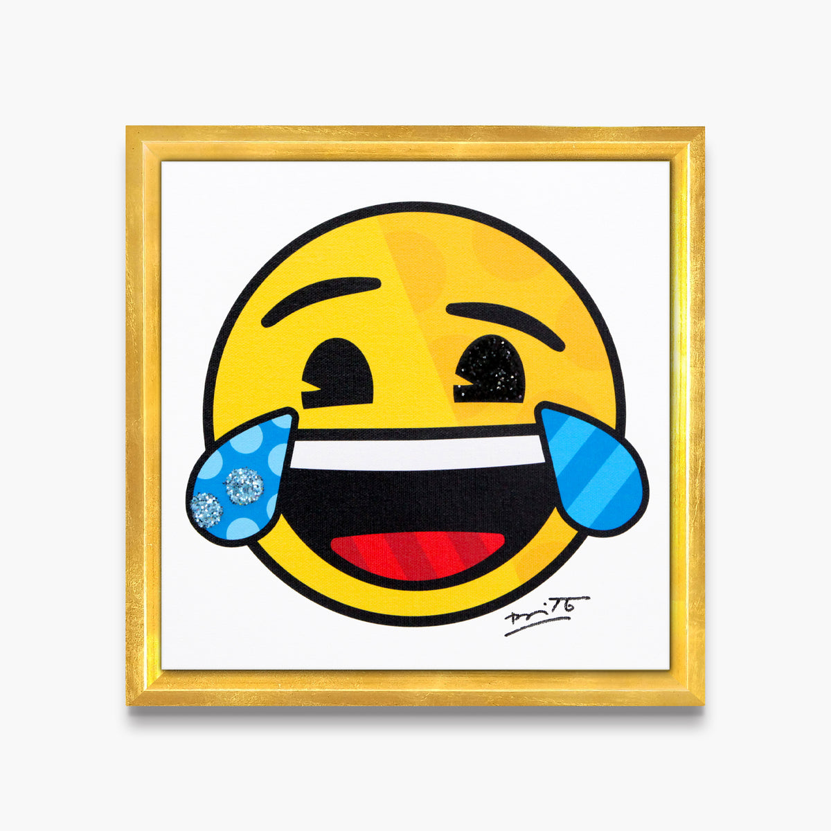 Romero Britto happy for you emoji by  contemporary pop art piece