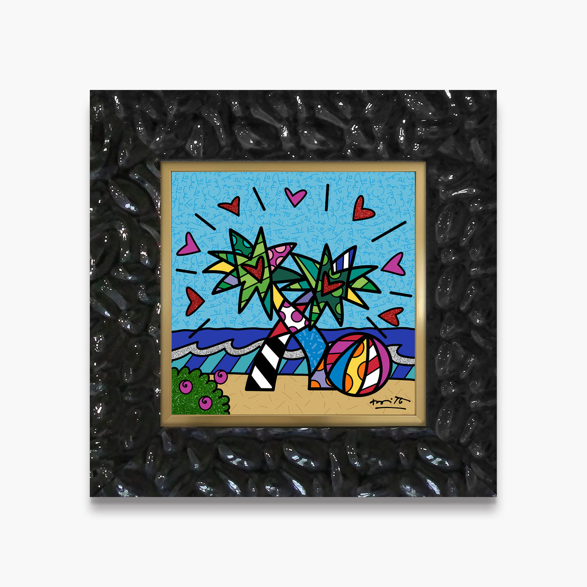 Romero Britto miami beach limited edition print  contemporary pop art piece