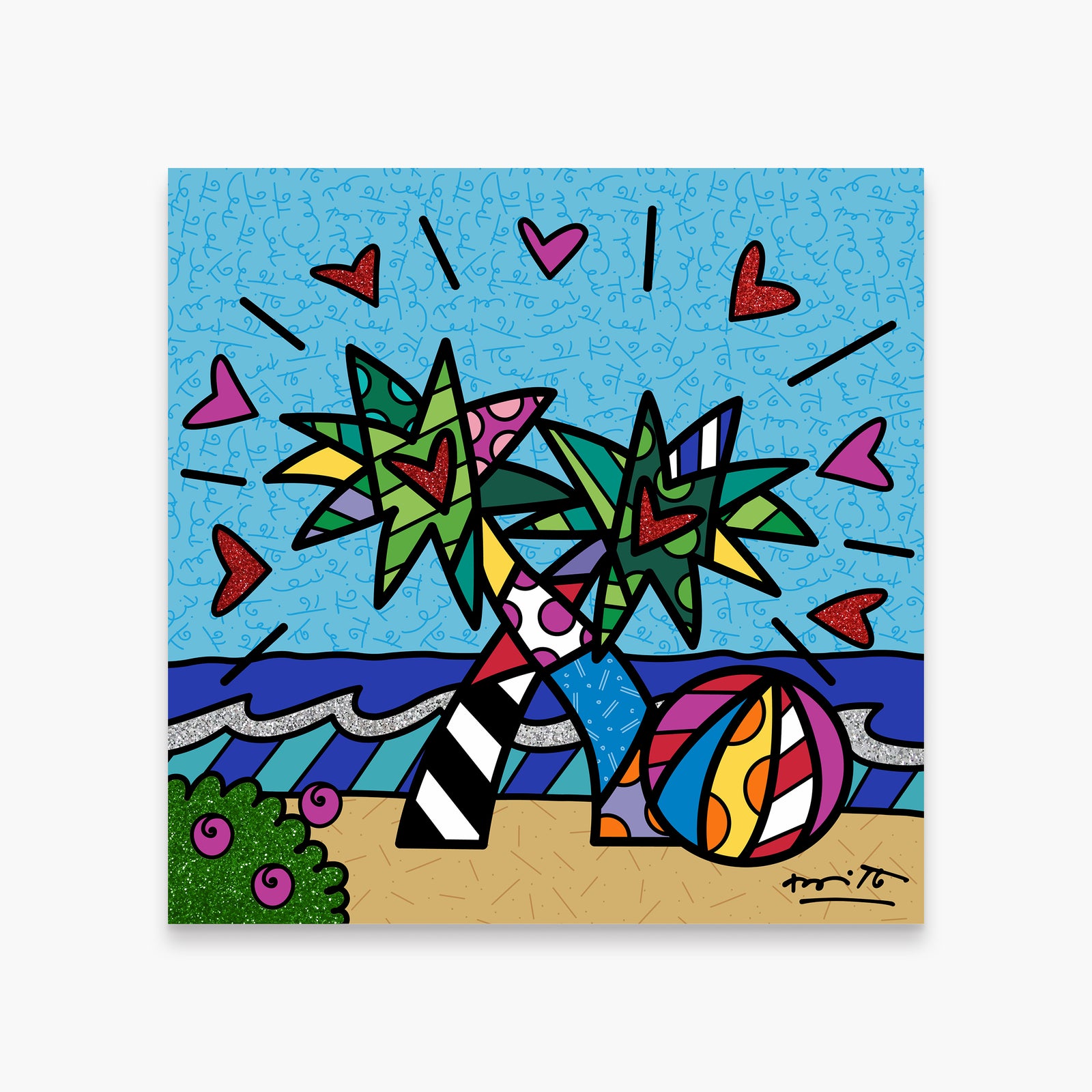 Romero Britto miami beach limited edition print  colorful pop art design