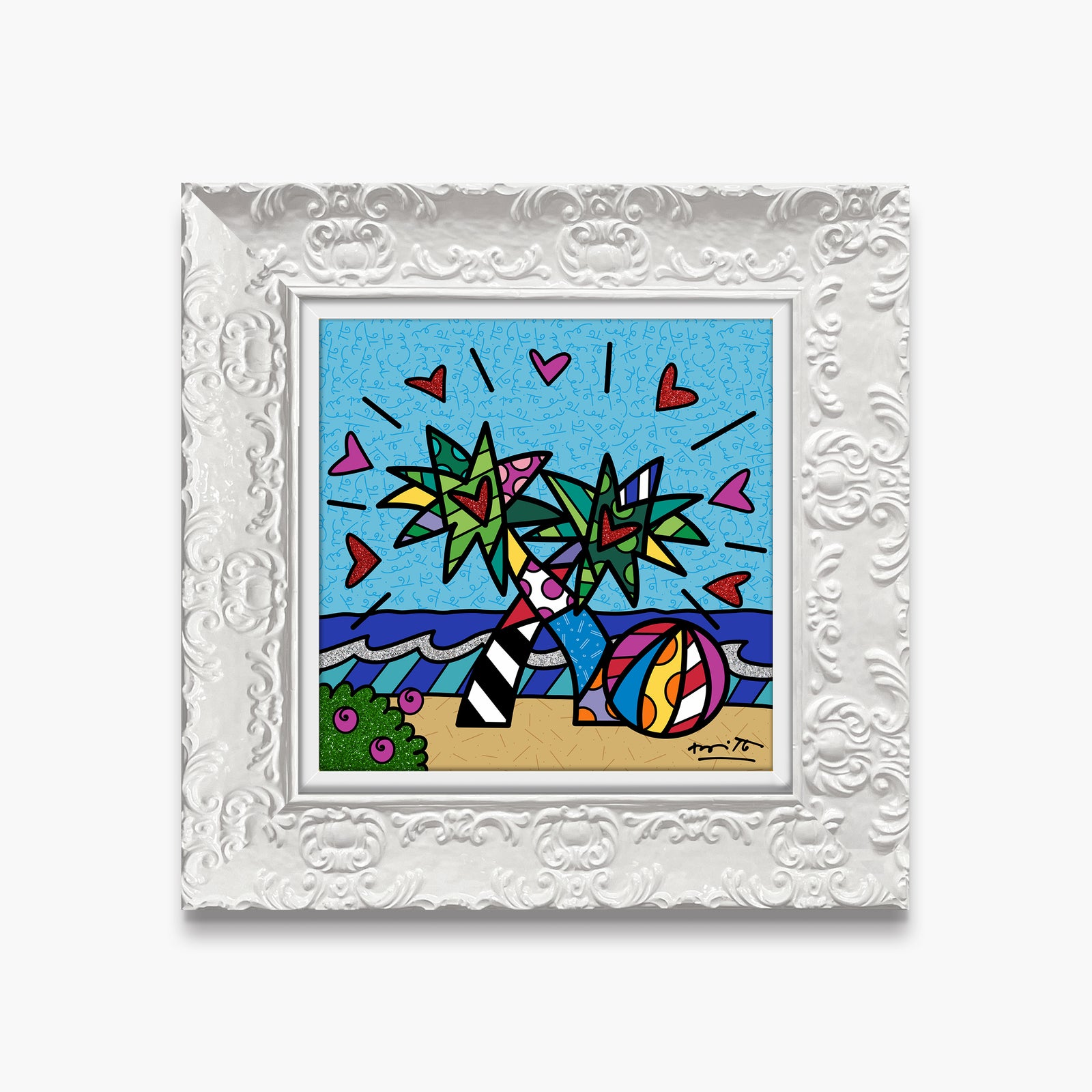 Romero Britto miami beach limited edition print  contemporary pop art piece