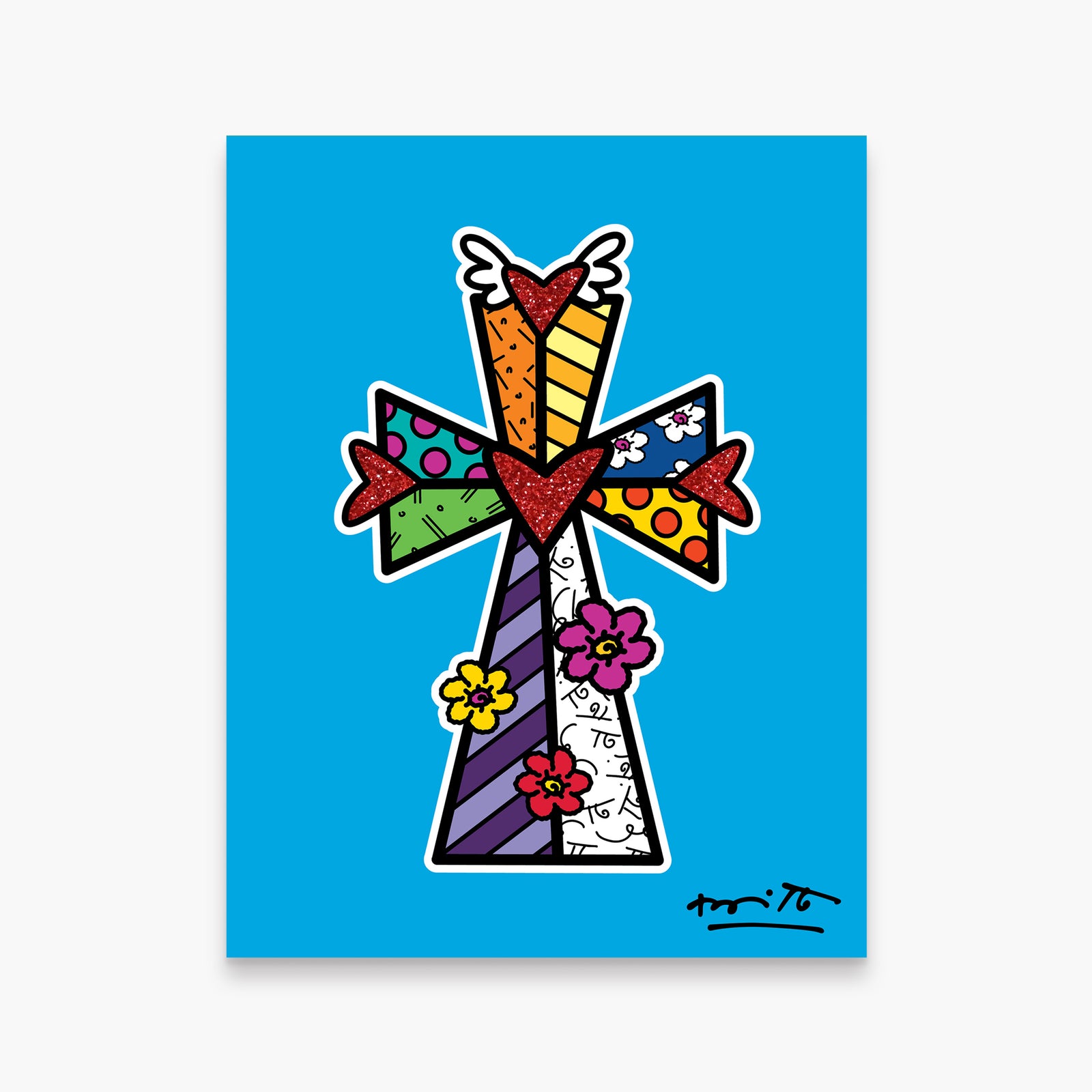 Romero Britto blessings limited edition print  colorful pop art design