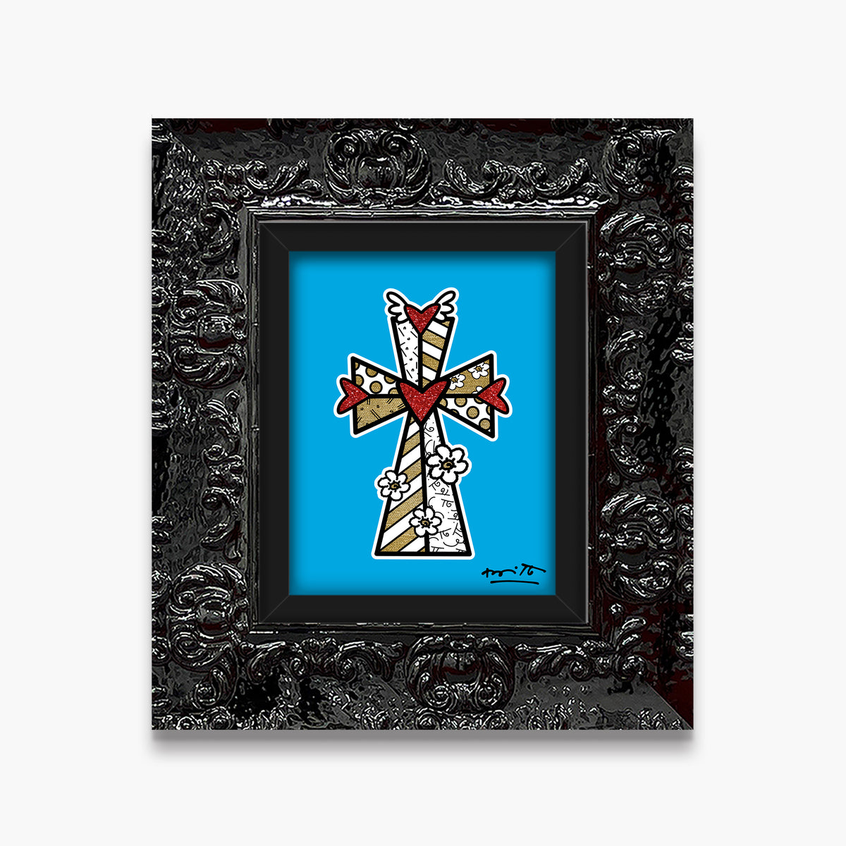 modern pop art blessings blue limited edition print  vibrant home decor