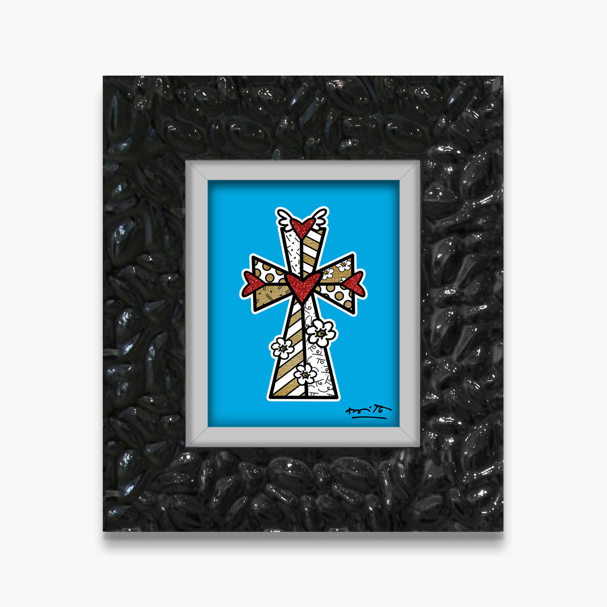 modern pop art blessings blue limited edition print  vibrant home decor