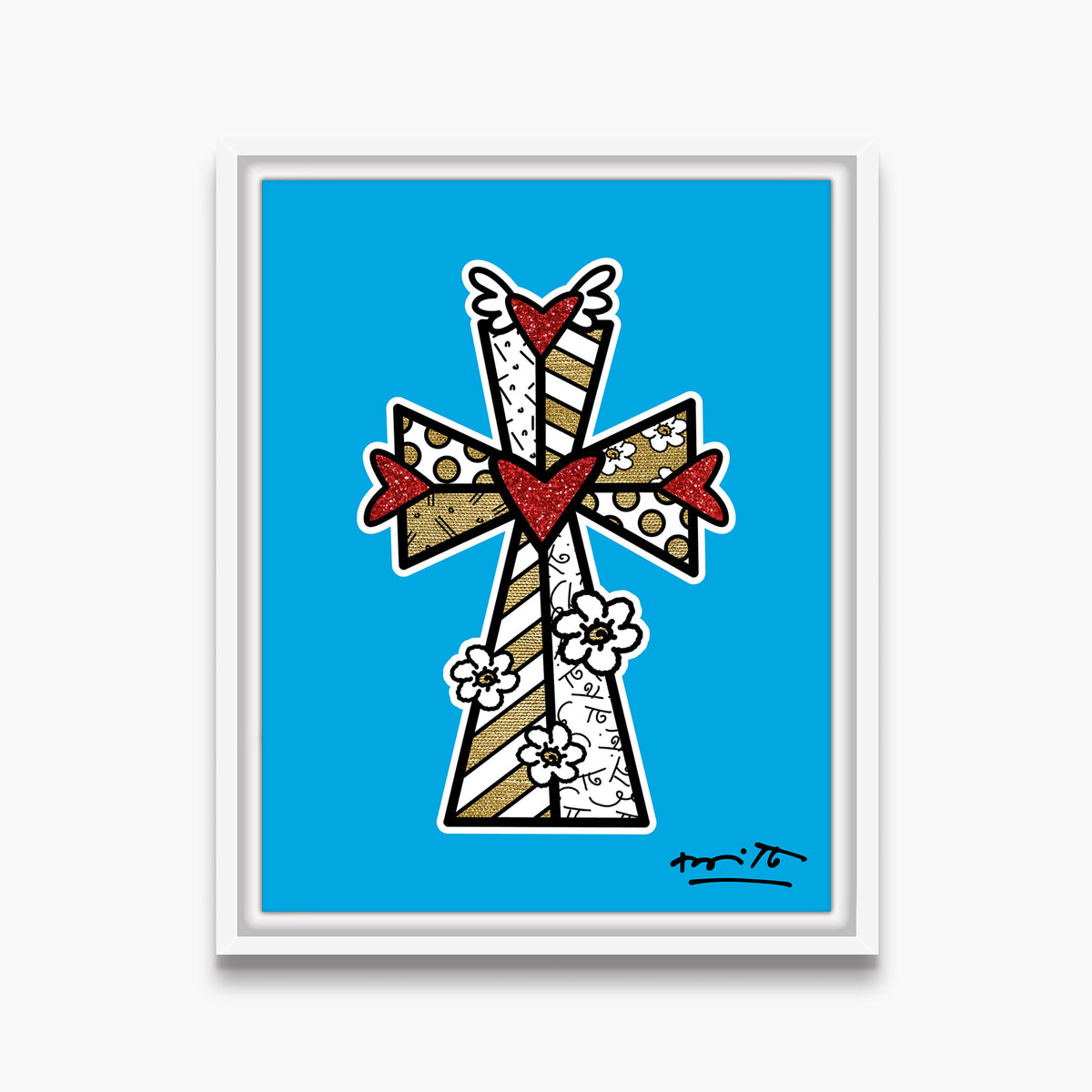 Romero Britto blessings blue limited edition print  contemporary pop art piece
