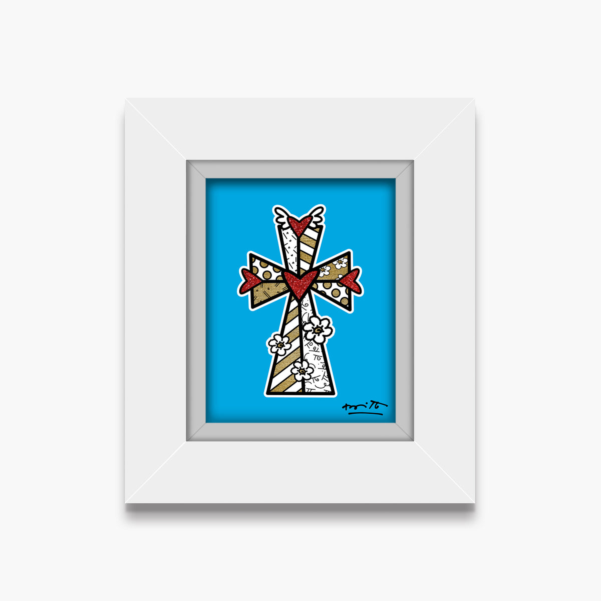 modern pop art blessings blue limited edition print  vibrant home decor