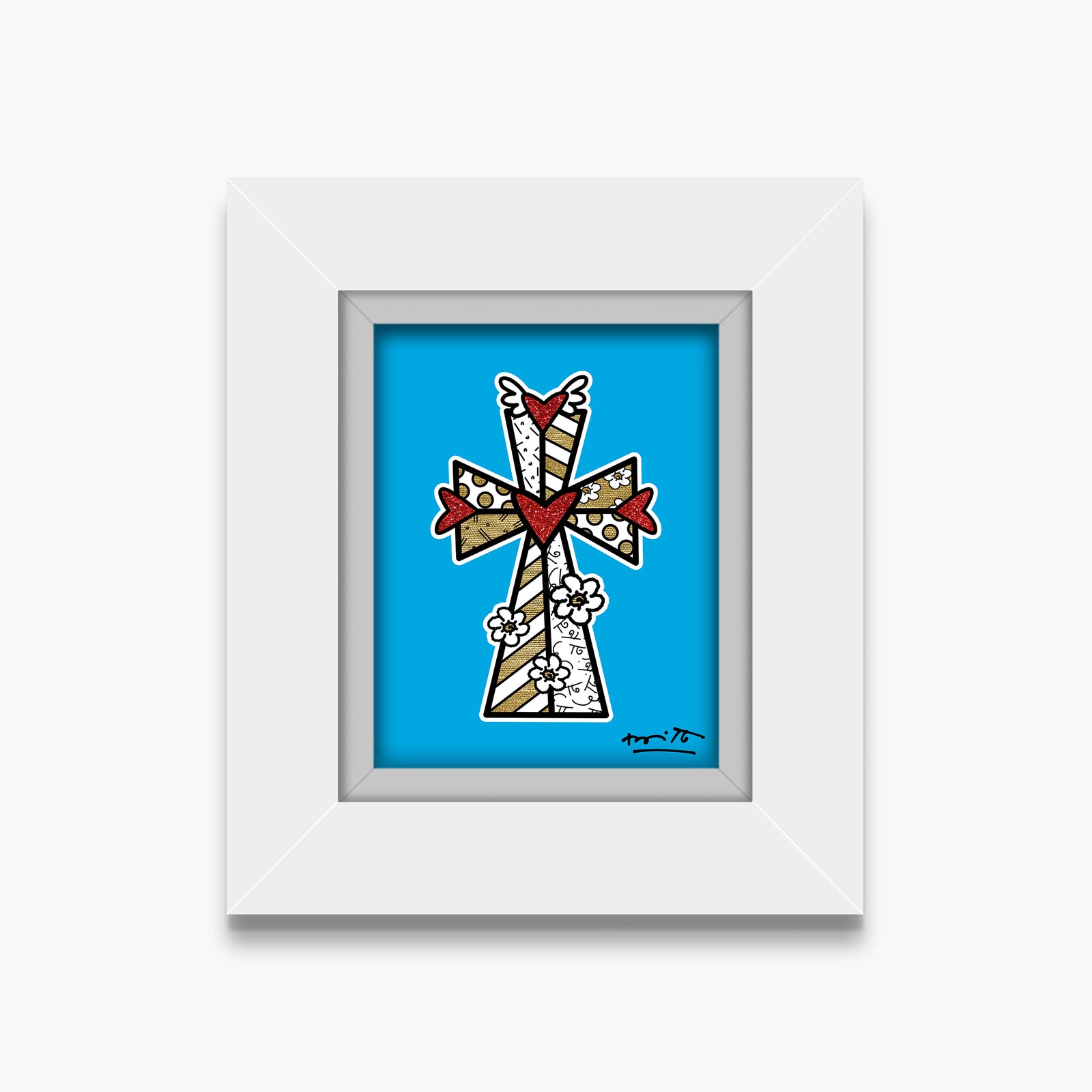 modern pop art blessings blue limited edition print  vibrant home decor
