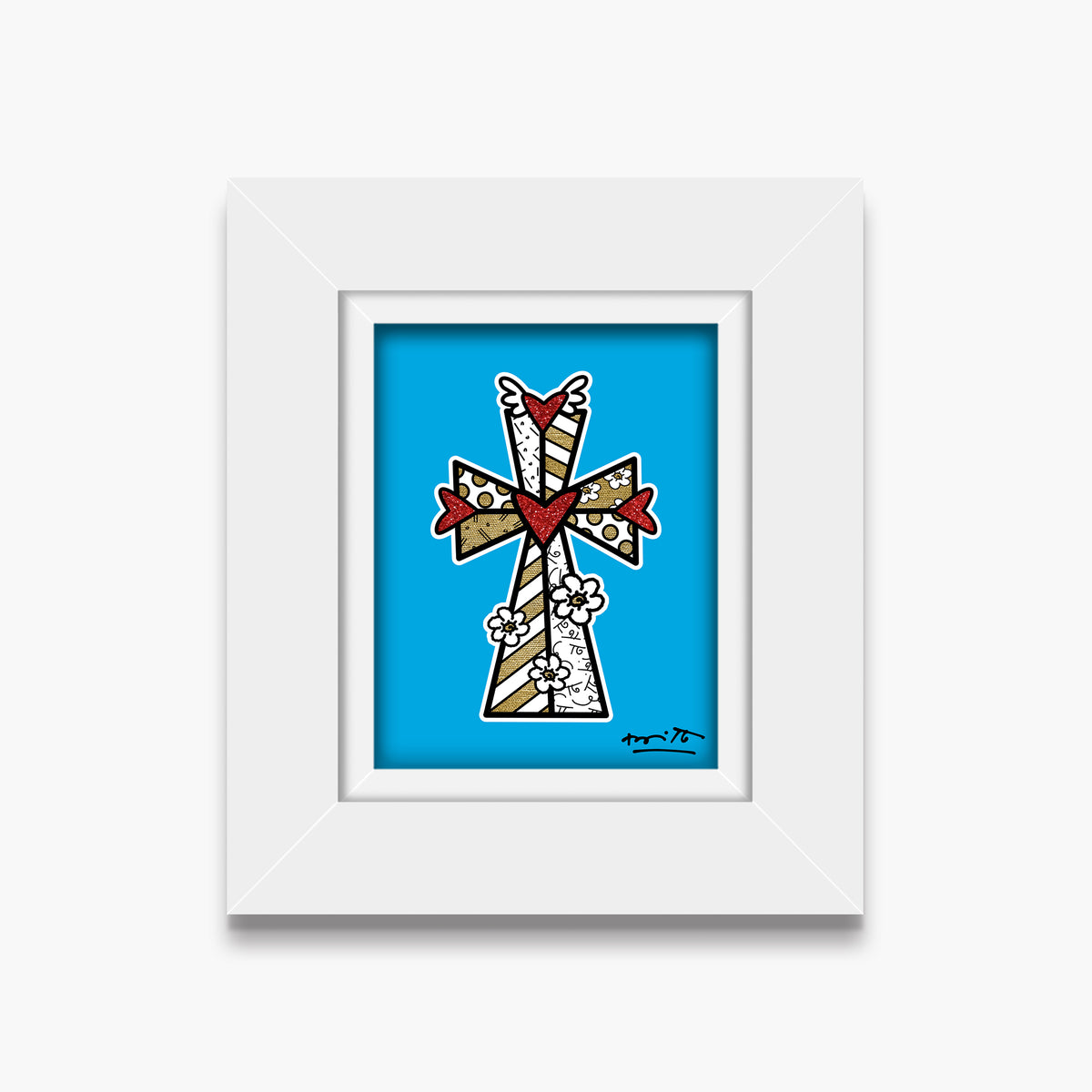 Romero Britto blessings blue limited edition print  contemporary pop art piece