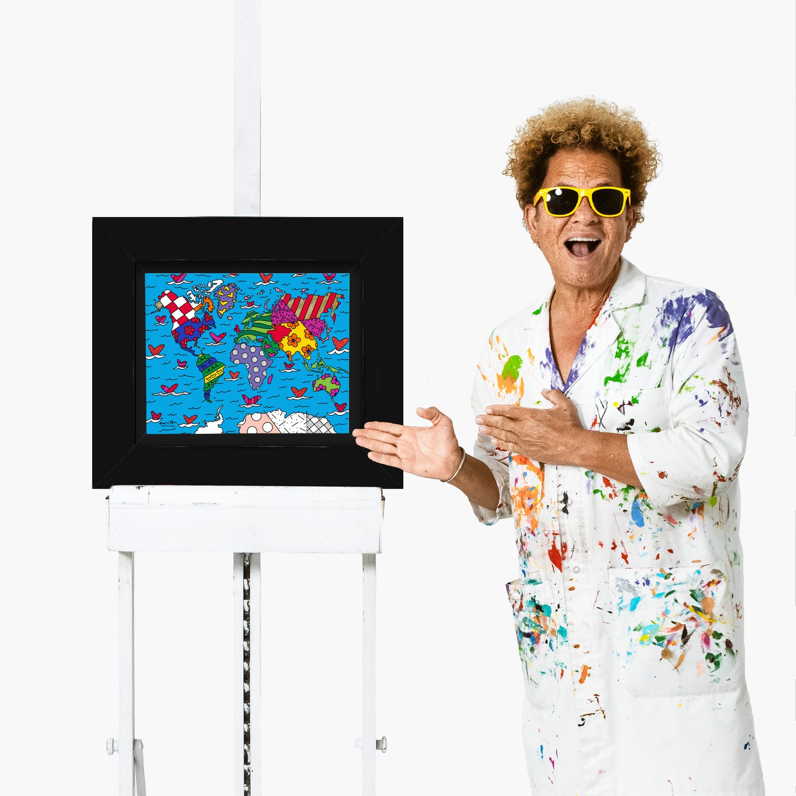 Romero Britto small world limited edition print  colorful pop art design