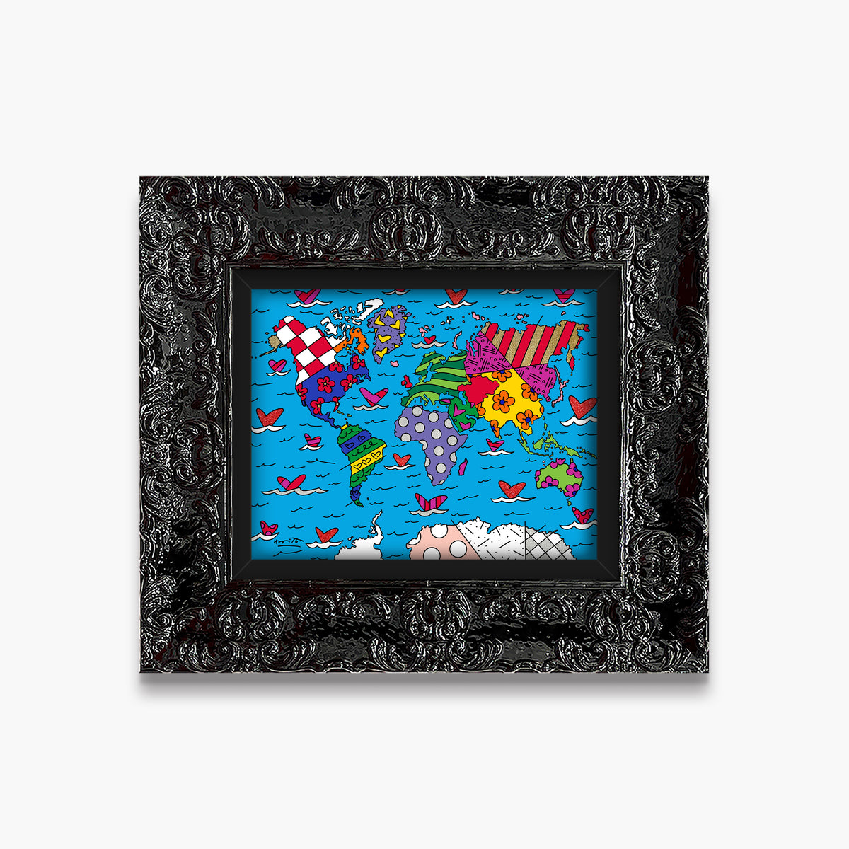 Romero Britto small world limited edition print  contemporary pop art piece