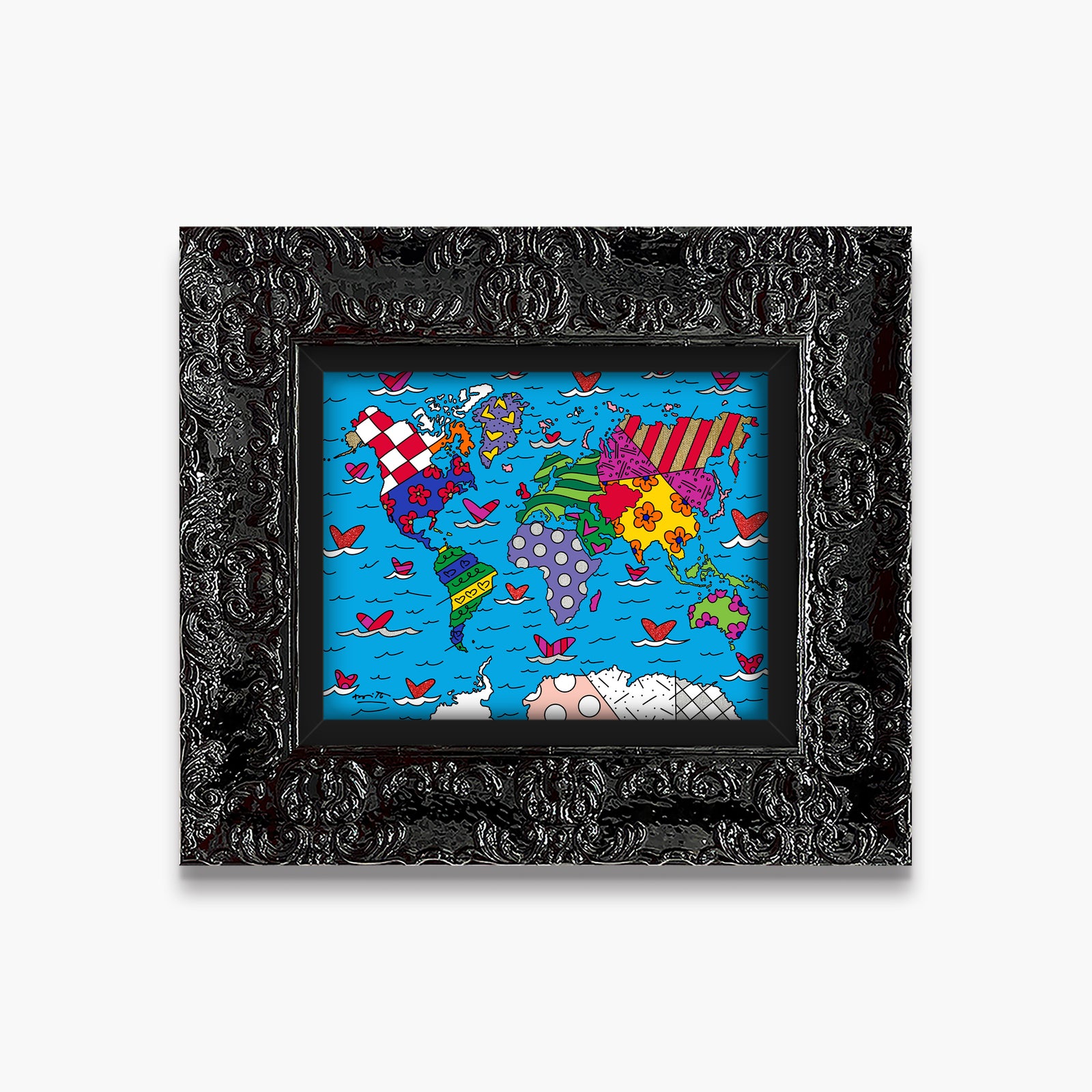 Romero Britto small world limited edition print  contemporary pop art piece