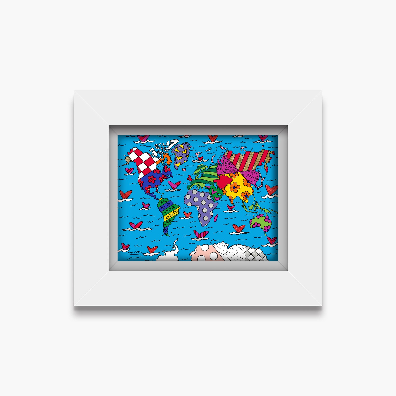 Romero Britto small world limited edition print  contemporary pop art piece