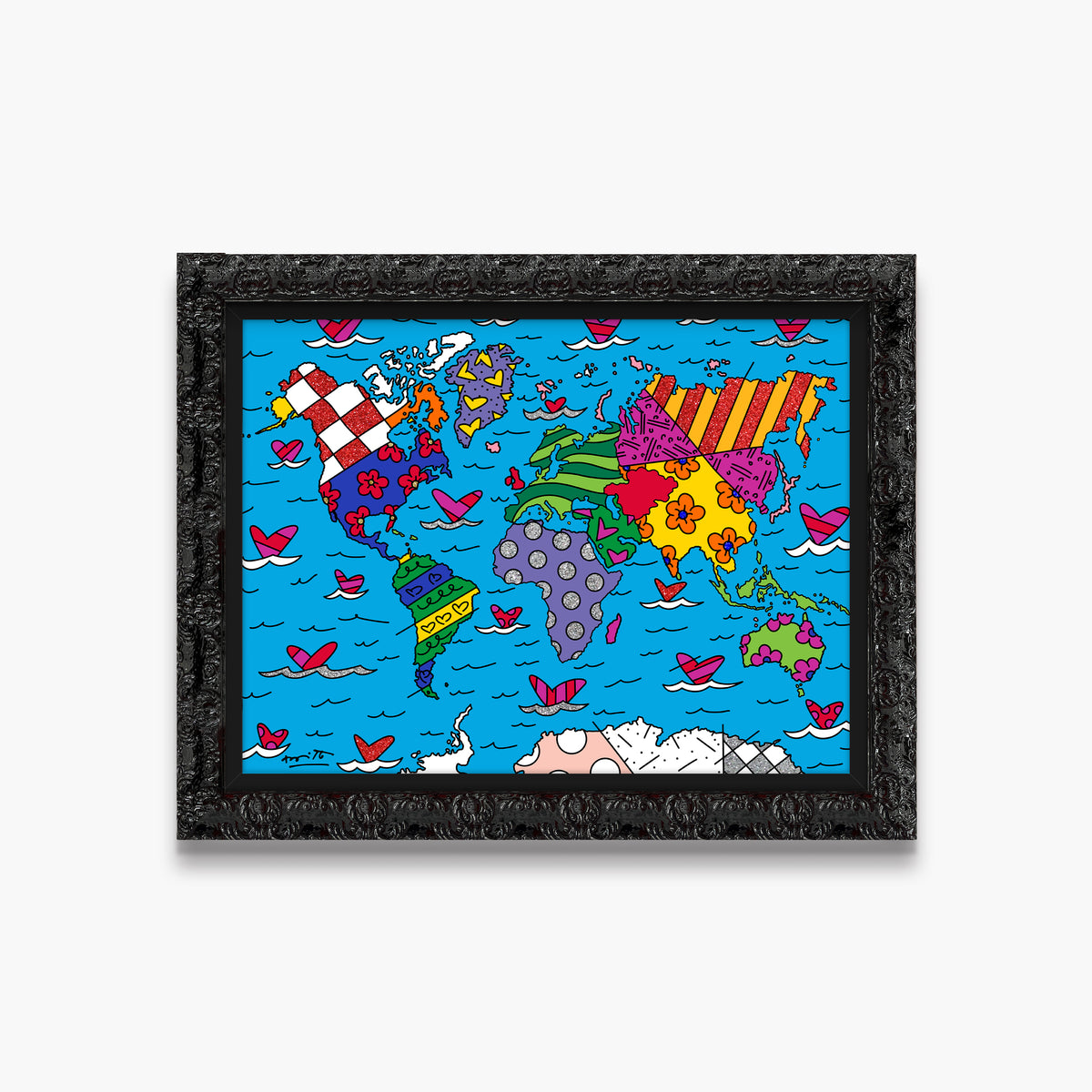 Romero Britto we are the world limited  contemporary pop art piece