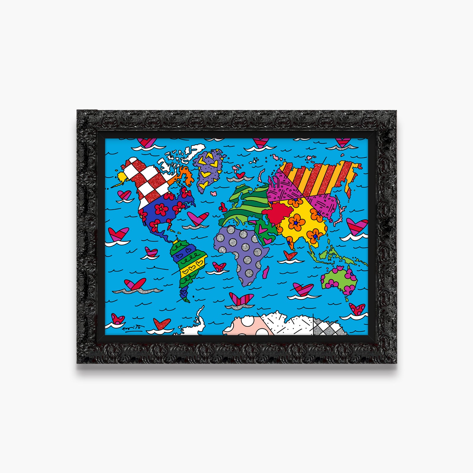 Romero Britto we are the world limited  contemporary pop art piece