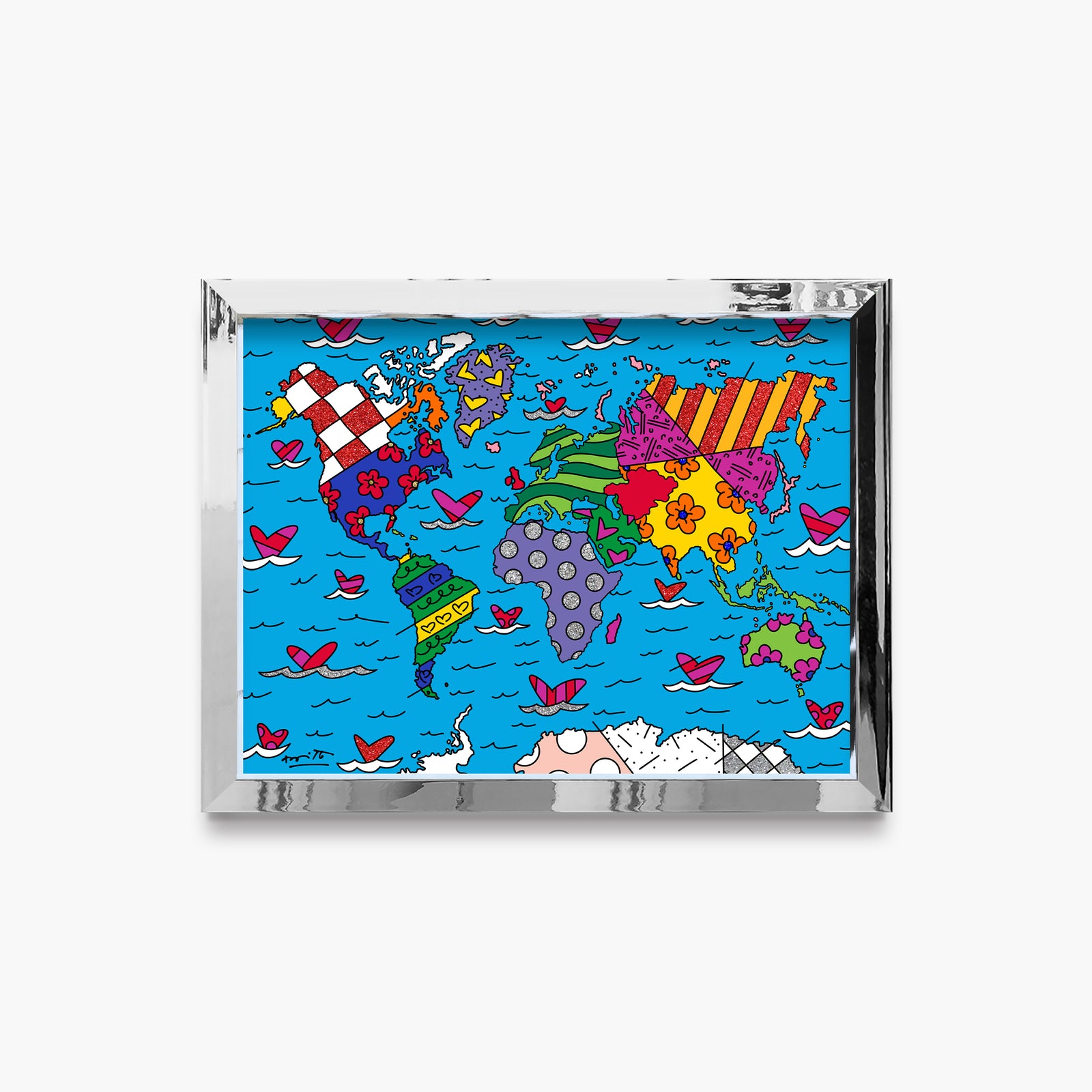 Romero Britto we are the world limited  contemporary pop art piece