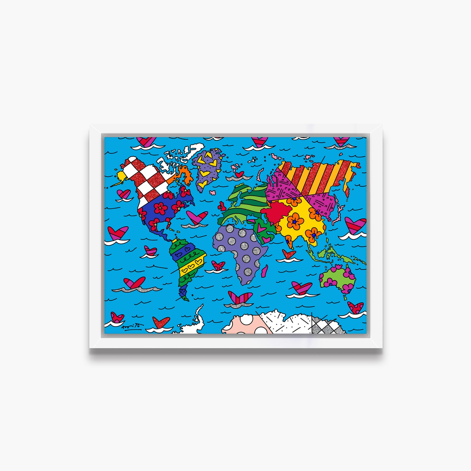 Romero Britto we are the world limited  contemporary pop art piece