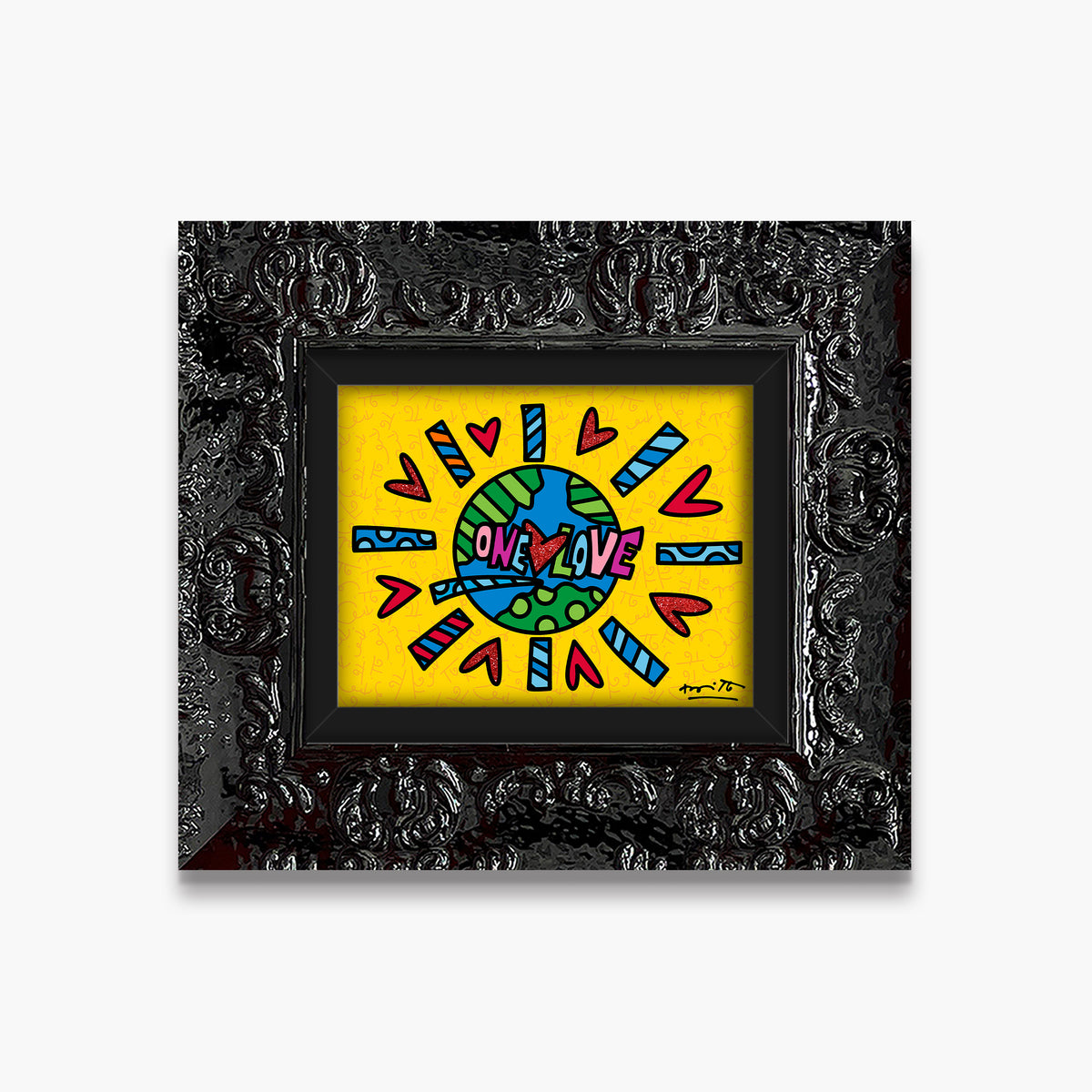 Romero Britto one love limited edition print  contemporary pop art piece